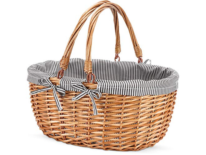 Picnic Baskets Insulated Wicker Blue And White Basket Kids Pink Perfect