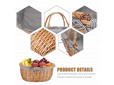 Picnic Baskets Insulated Wicker Blue And White Basket Kids Pink Perfect