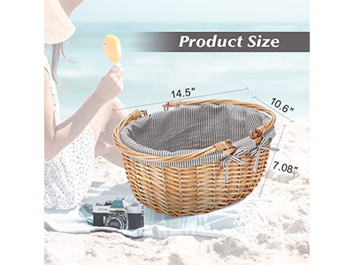 Picnic Baskets Insulated Wicker Blue And White Basket Kids Pink Perfect