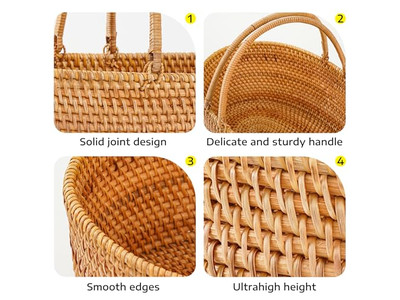 Picnic Snack Fruit Storage Basket Mini Woven Farmers Gifts Cane