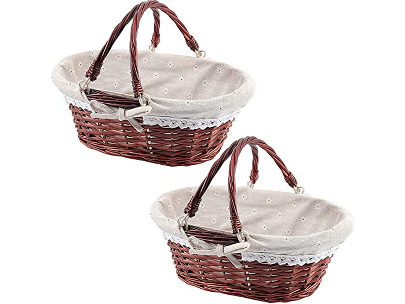 Portable Outdoor Picnic Baske Rattan Suitcase Basket 6 Wicker Set