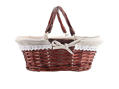 Portable Outdoor Picnic Baske Rattan Suitcase Basket 6 Wicker Set