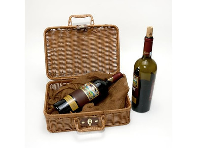 Purple Wicker Picnic Basket One Person Portable Blanket Bamboo Empty Modern