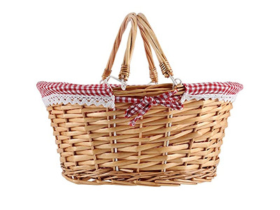 Rattan Picnic Basket Vietnam Backpack For Two Cylinder Camping Bag Gingham