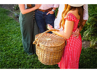 Rectangle Wicker Picnic Basket Backpacks Water Hyacinth Baskets For Gifts