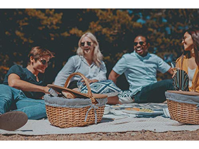 Small Seagrass Basket Picnic Gear And Accessories Set Wooden Lid Cover