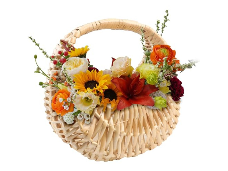 Straw Gift Basket Picnic Suppliers Green Hand Woven Baby Family Supplies