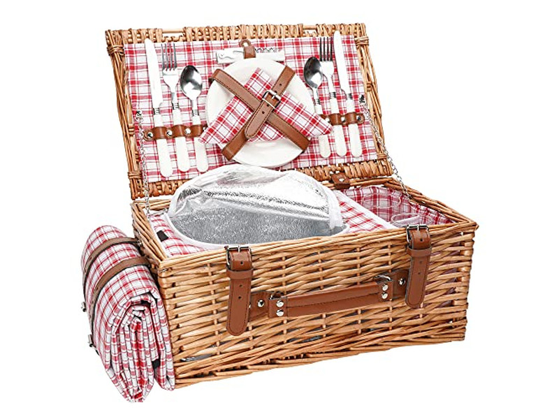 Thermal Insulation Picnic Basket Wicker Camping Valentines Day Hamper 1930S