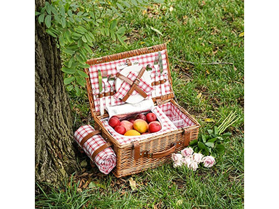 Thermal Insulation Picnic Basket Wicker Camping Valentines Day Hamper 1930S