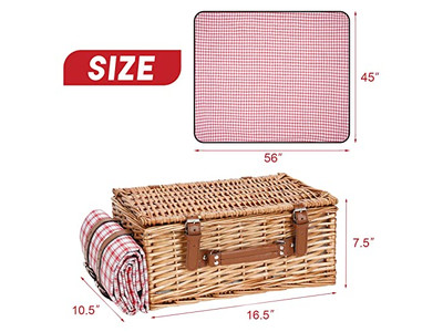 Thermal Insulation Picnic Basket Wicker Camping Valentines Day Hamper 1930S