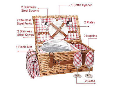 Thermal Insulation Picnic Basket Wicker Camping Valentines Day Hamper 1930S