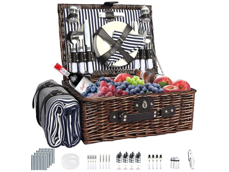 Vintage Suitcase Picnic Basket With Detachable Shipping Red Shoes Rattan