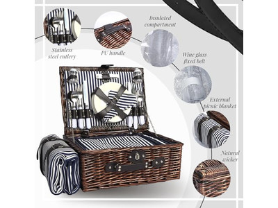 Vintage Suitcase Picnic Basket With Detachable Shipping Red Shoes Rattan