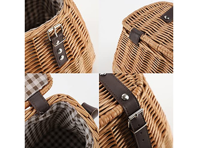 Wicker Picnic Basket The Range White Adjustable Empty With Lid Decorative Gift