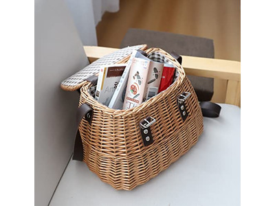 Wicker Picnic Basket The Range White Adjustable Empty With Lid Decorative Gift