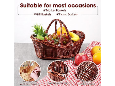 Wicker Storage Box Picnic Basket Weaved With Food For Sale Factory Large Set