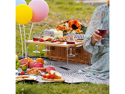 Woven Wood Picnic Basket Utensils Insulated Customised Leather Set Cheap For 2